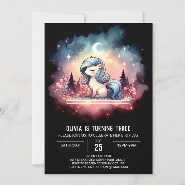 Convite Sweet Modern Horse Birthday (Frente)