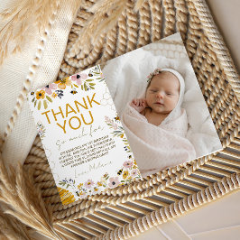 Convite Sweet One Bee Photo Thank You Card