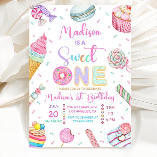Convite Sweet One Birthday Invitation, First Candy Sweet  (Criador carregado)