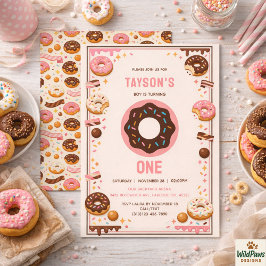 Convite Sweet One Donut 1st Birthday Party | Cute Donut 