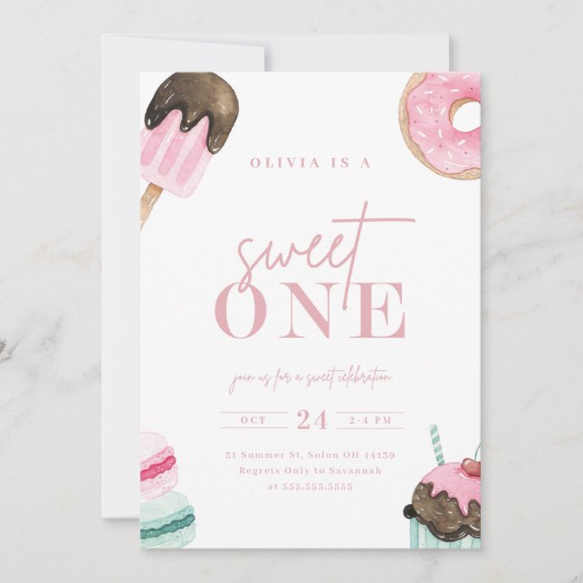 Convite Sweet One First Birthday (Frente)