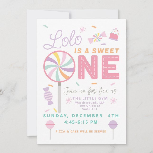 Convite Sweet One First Birthday customizable Invitation (Frente)
