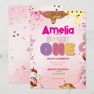 Convite Sweet One First Birthday Invitation   Candy-Themed