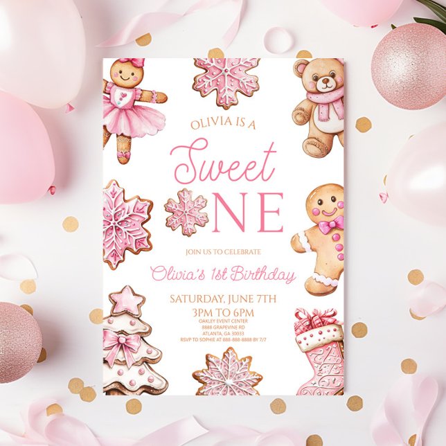 Convite Sweet One Gingerbread Cookie 1st Birthday Party (Criador carregado)