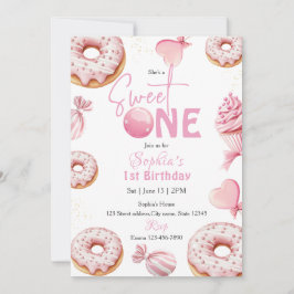 Convite Sweet One Girl 1st Birthday