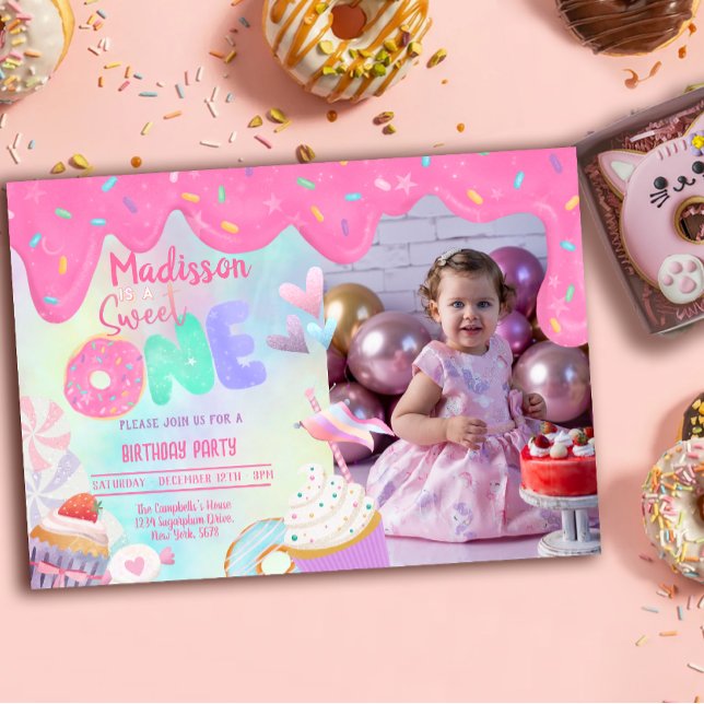 Convite Sweet One Invitation (Criador carregado)