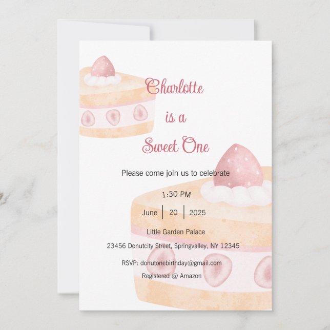 Convite Sweet One Invitation, Dessert One Party (Frente)