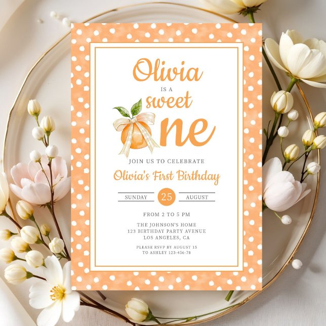 Convite Sweet One Orange Citrus 1st Birthday (Sweet One Orange Citrus 1st Birthday Invitation)