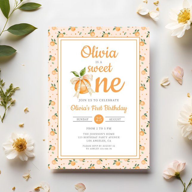 Convite Sweet One Orange Citrus 1st Birthday (Sweet One Orange Citrus 1st Birthday Invitation)