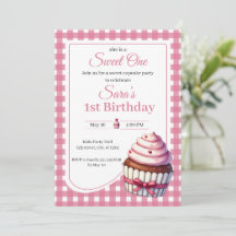 Sweet One Pink Cupcake Girl 1st Birthday Party 