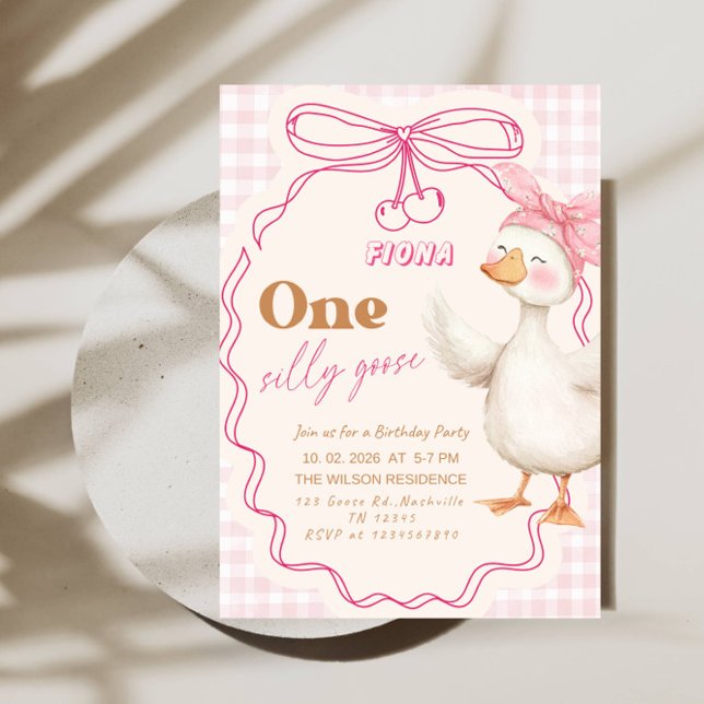 Convite Sweet ONE Silly Goose Baby Girl 1st Birthday Party (Criador carregado)