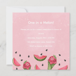 Convite Sweet One Watermelon Ice Cream Summer Birthday Inv