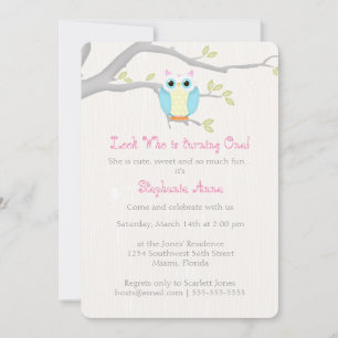 Convite Sweet Owl Birthday