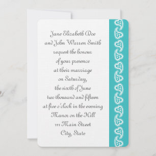 Convite Sweet Paisley Hearts in Turquoise