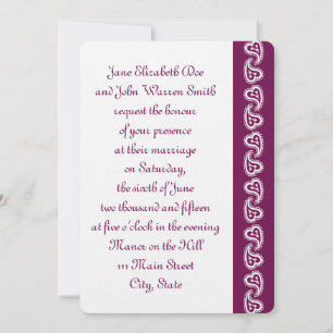Convite Sweet Paisley Hearts in Wine Wedding Invitation