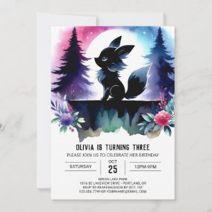 Convite Sweet Pastel Wolf Birthday