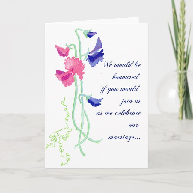 Convite "Sweet Pea" Wedding Invitation Card (Frente)