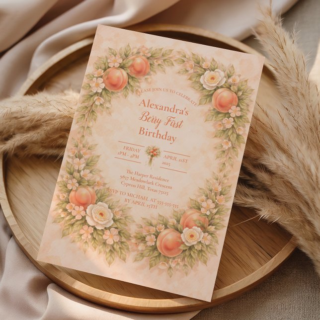 Convite Sweet Peach 1st Birthday (Criador carregado)