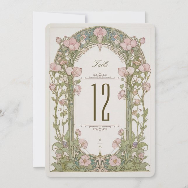 Convite Sweet Peas Wedding Table Number Card (Frente)