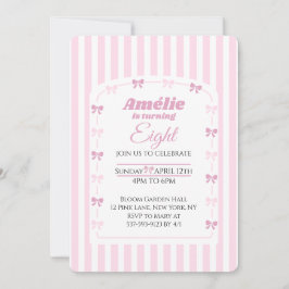 Convite Sweet Pink Bow Coquette 8th Birthday Party