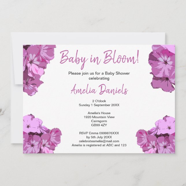 Convite Sweet Pink Floral Baby Shower Invitation (Frente)