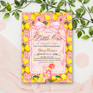 Convite Sweet Pink Lemonade Citrus Baby Shower Invitation