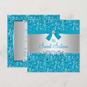 Convite Sweet Sixteen Arco de Brilho Azul