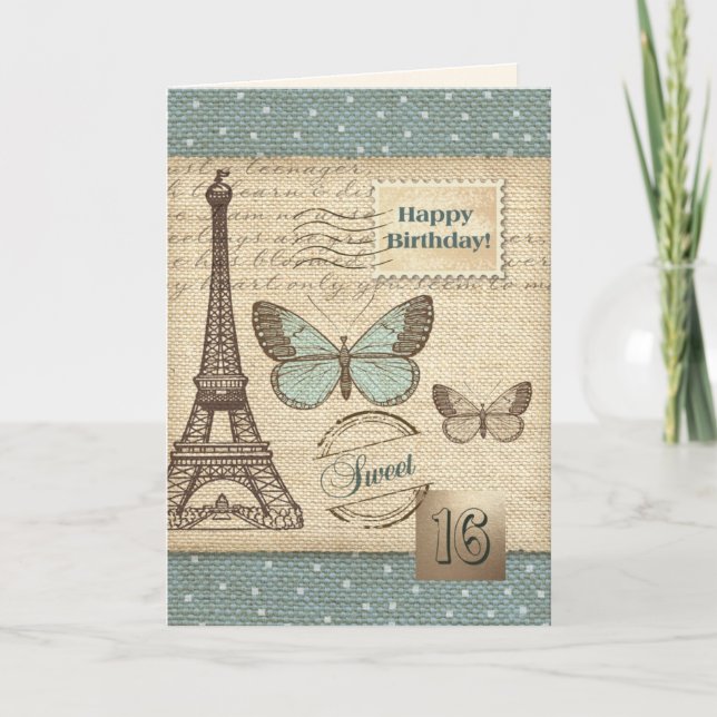 Convite Sweet Sixteen Happy Birthday Greeting Cards (Frente)