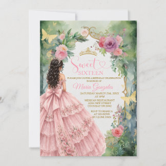 Convite Sweet Sixteen Invitation Pink Floral Garden