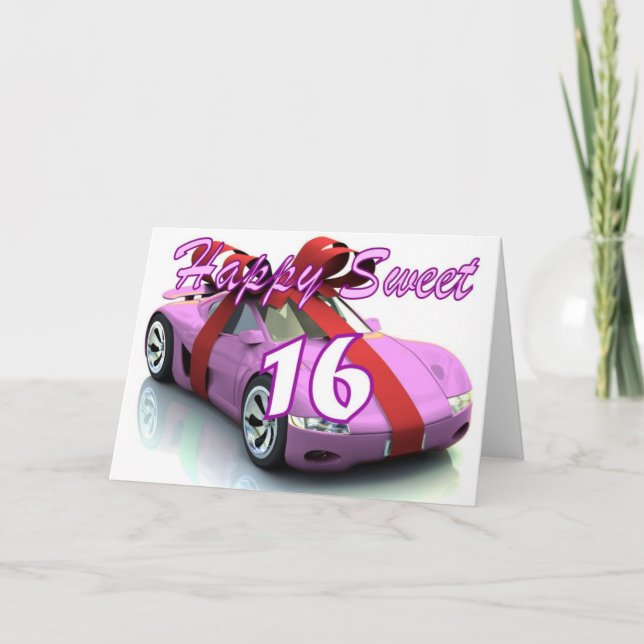 Convite Sweet sixteen new car birthday card (Frente)