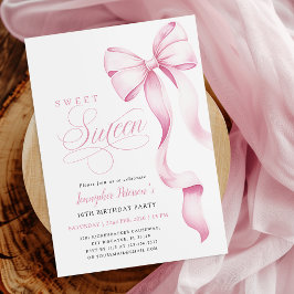 Convite Sweet Sixteen Pink Bow Invitation