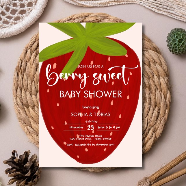 Convite Sweet strawberry baby shower (Criador carregado)