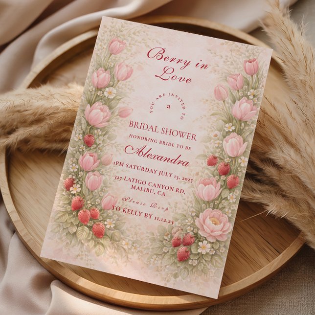 Convite Sweet Strawberry Romance Bridal Shower (Criador carregado)