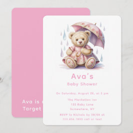 Convite Sweet Teddy Bear Girl Baby Shower