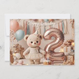 Convite Sweet Teddy Bear Second Birthday Party