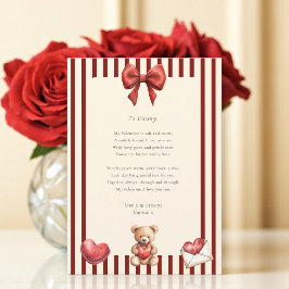 Convite Sweet Teddy Bear Valentine Love Letter Poem card 