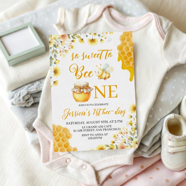 Convite Sweet to Bee One First Birthday Invite (Criador carregado)