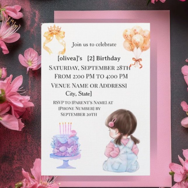 Convite Sweet Toddler Girl Two Sweet Birthday Party Invita (Criador carregado)