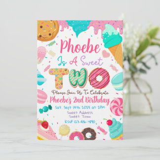 Convite Sweet Two Second Birthday Party Invitation