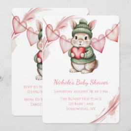 Convite Sweet Watercolor Bunny Baby Shower