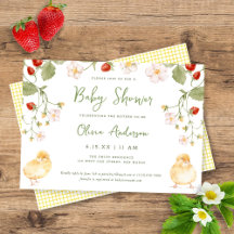 Sweet Watercolor Strawberry Chicks Baby Shower
