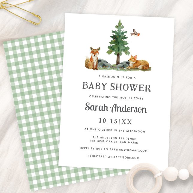 Convite Sweet Woodland Watercolor Neutral Baby Shower (Criador carregado)