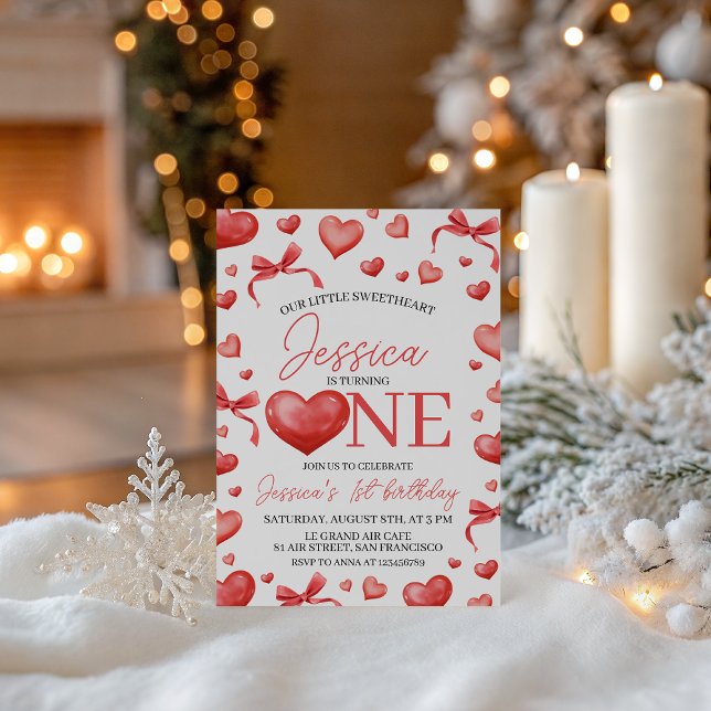 Convite Sweetheart First Birthday Invitation (Criador carregado)