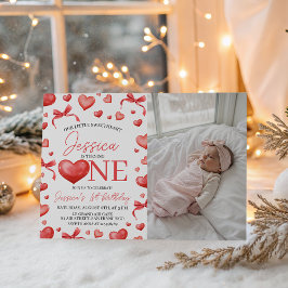 Convite Sweetheart First Birthday Photo Invite