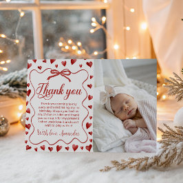 Convite Sweetheart Photo Thank You Card First Birthday