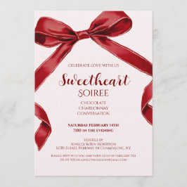 Convite Sweetheart Soiree Elegant Bow Valentines Day Party