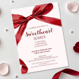 Convite Sweetheart Soiree Elegant Bow Valentines Day Party