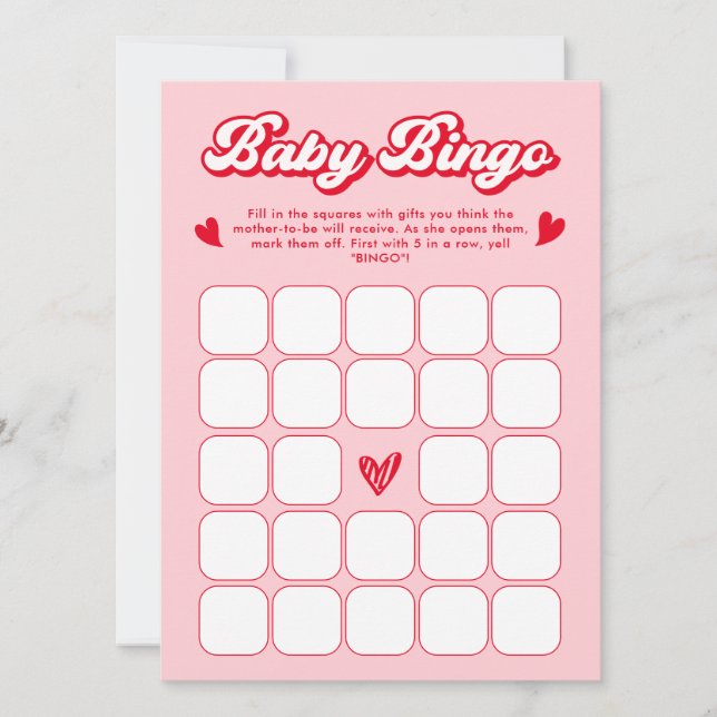 Convite Sweetheart Valentine Baby Shower Baby Bingo Game (Frente)