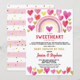 Convite Swetheart Rainbow Chá de fraldas Por Mail Watercol