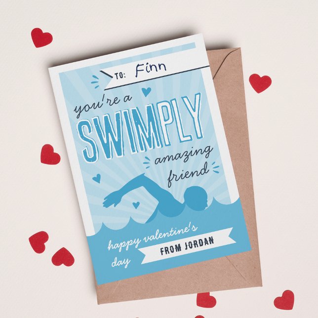Convite Swimply Amazing | Swim Valentine's Day Card (Criador carregado)